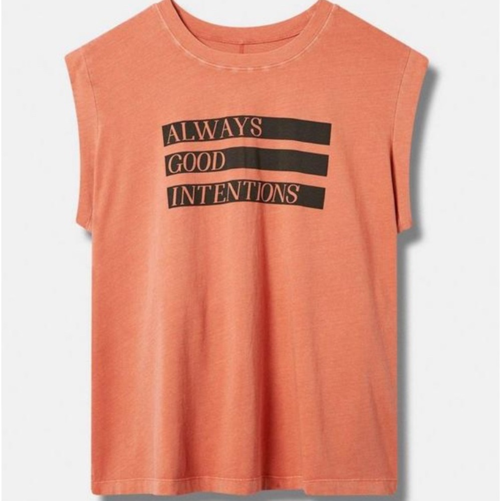 Torrid Graphic Relaxed Fit Vintage Cotton Jersey Crew Neck Orange Tank Size 3X